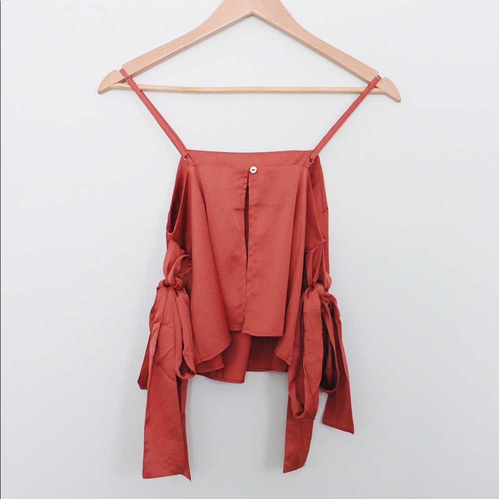Satin rust tank top - Picture 2 of 5
